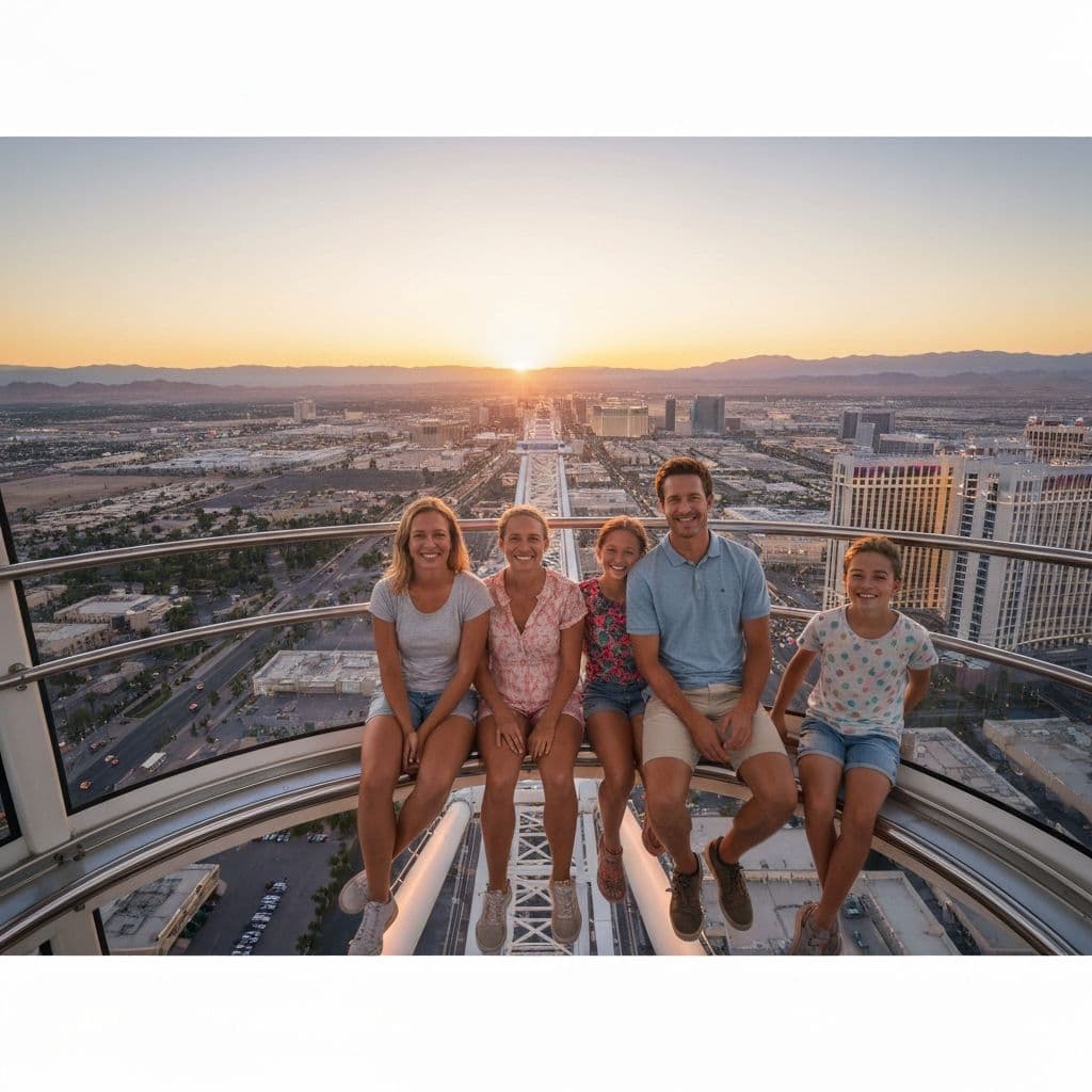 Family enjoying the High Roller observation wheel